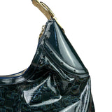 Gucci Vintage Blue/Green Patent Leather Horsebit Glam Hobo Bag