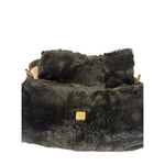 Fendi Black Leather Trim Plush Rabbit Fur Baguette