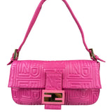 Fendi Pink Leather Logo Embossed Baguette
