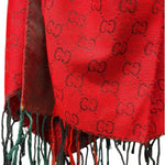 Gucci Carcoal-Grey/Red Reversible Wool-Jacquard Scarf