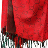 Gucci Carcoal-Grey/Red Reversible Wool-Jacquard Scarf