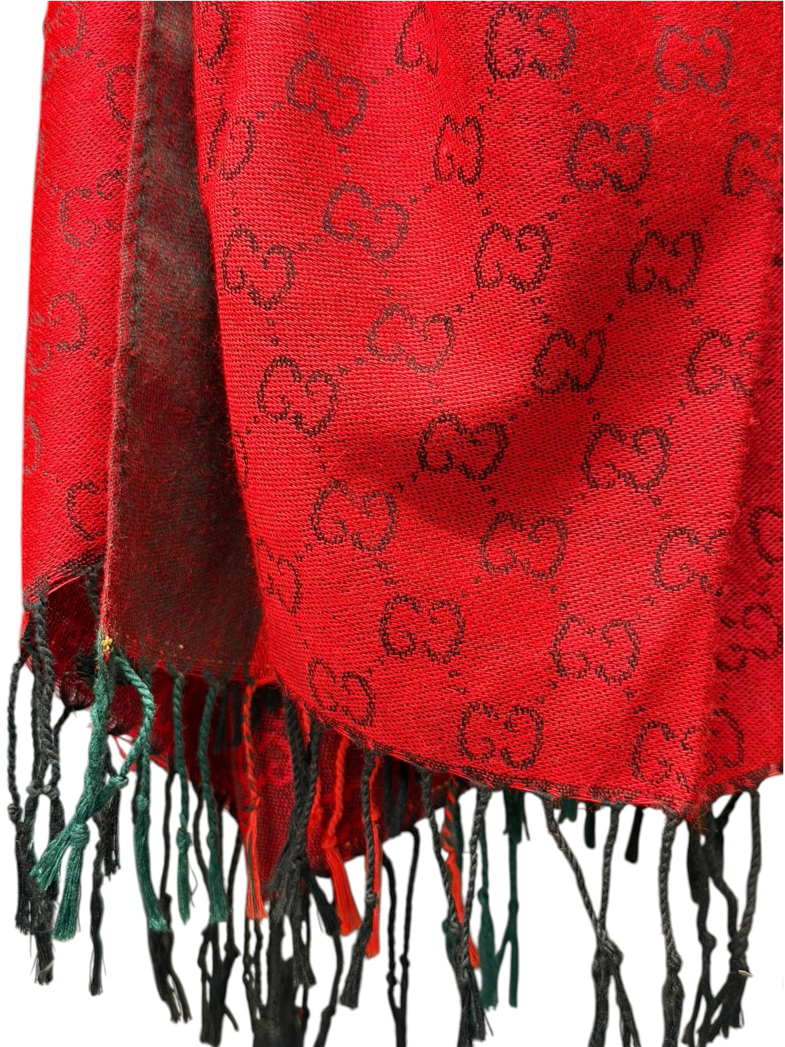 Gucci Carcoal-Grey/Red Reversible Wool-Jacquard Scarf