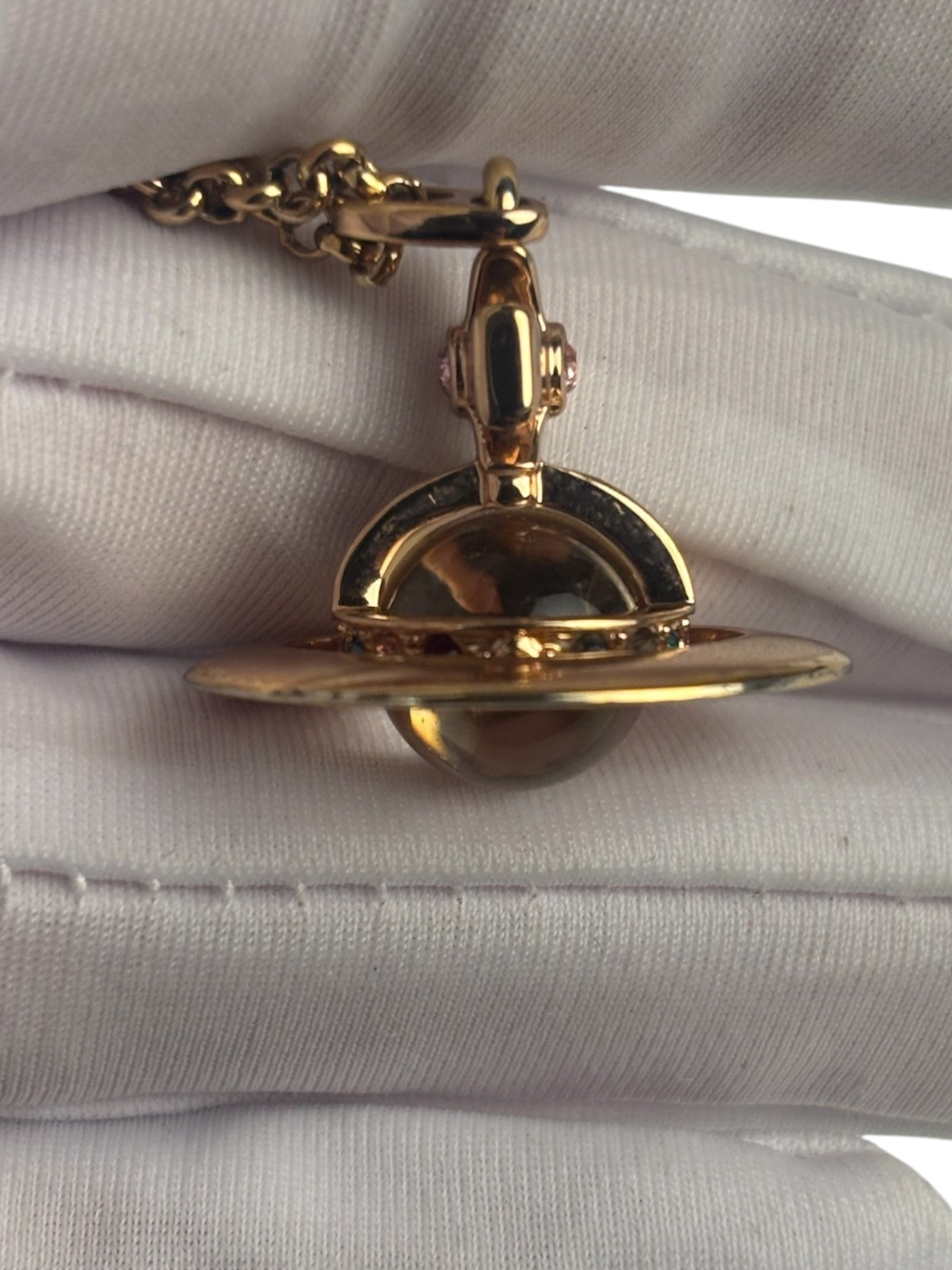 Vivienne Westwood Oval Crystal Stone Medallion Pendant Necklace