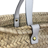 Versace Large White Raffia/Leather Shoulder Tote