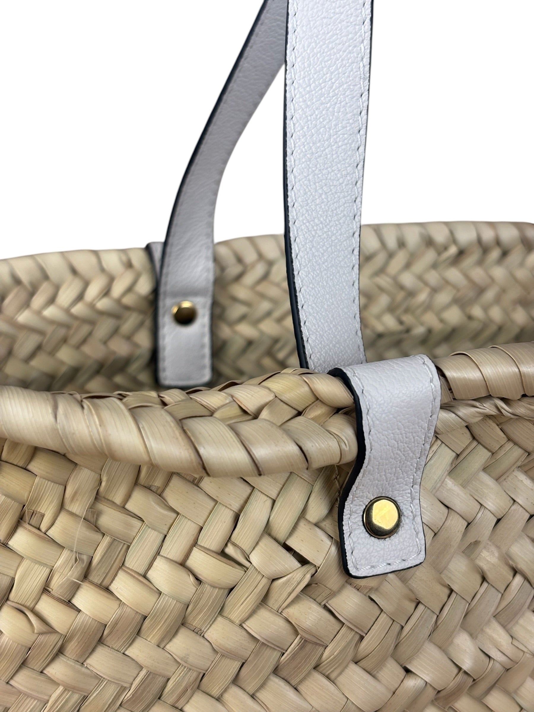 Versace Large White Raffia/Leather Shoulder Tote