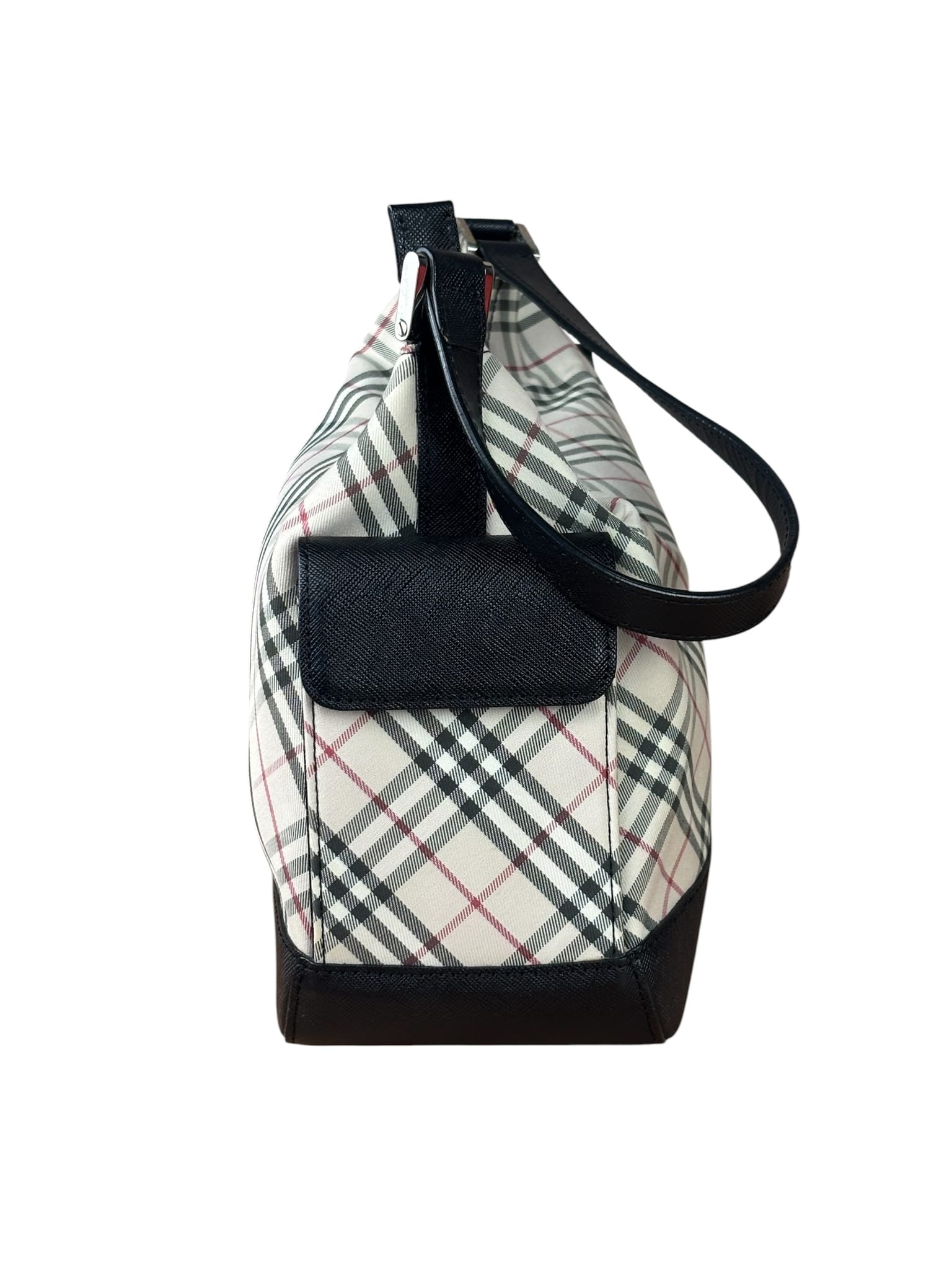 Burberry Black/Beige Saffiano Leather Trim Nova Check Hobo Bag