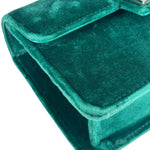 Gucci Green Velvet/Leather Trim Square G Broadway Shoulder Bag