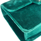 Gucci Green Velvet/Leather Trim Square G Broadway Shoulder Bag