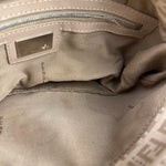 Fendi Grey Leather Trim Zucca Baguette