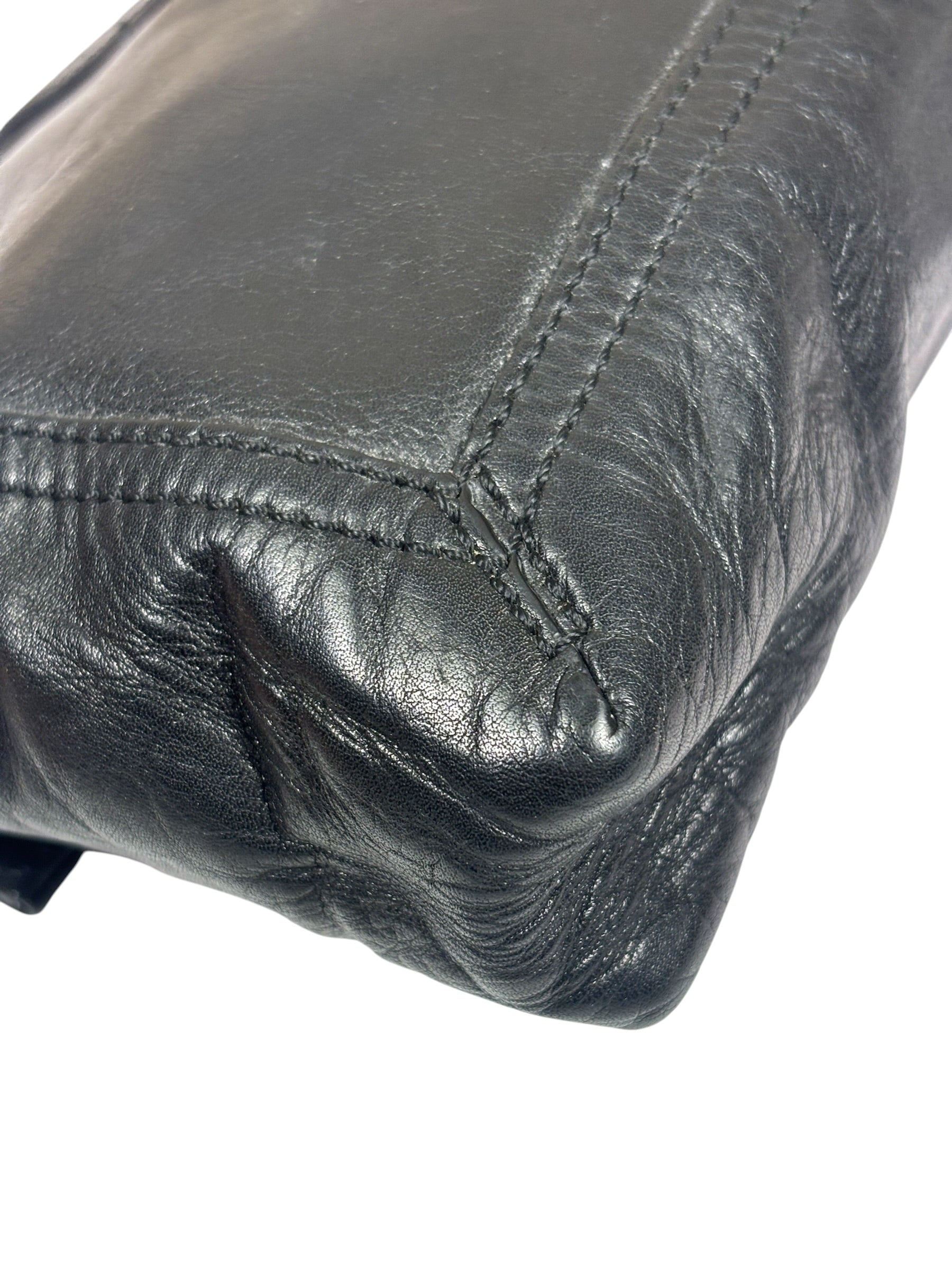 Fendi Black Leather Maxi Baguette