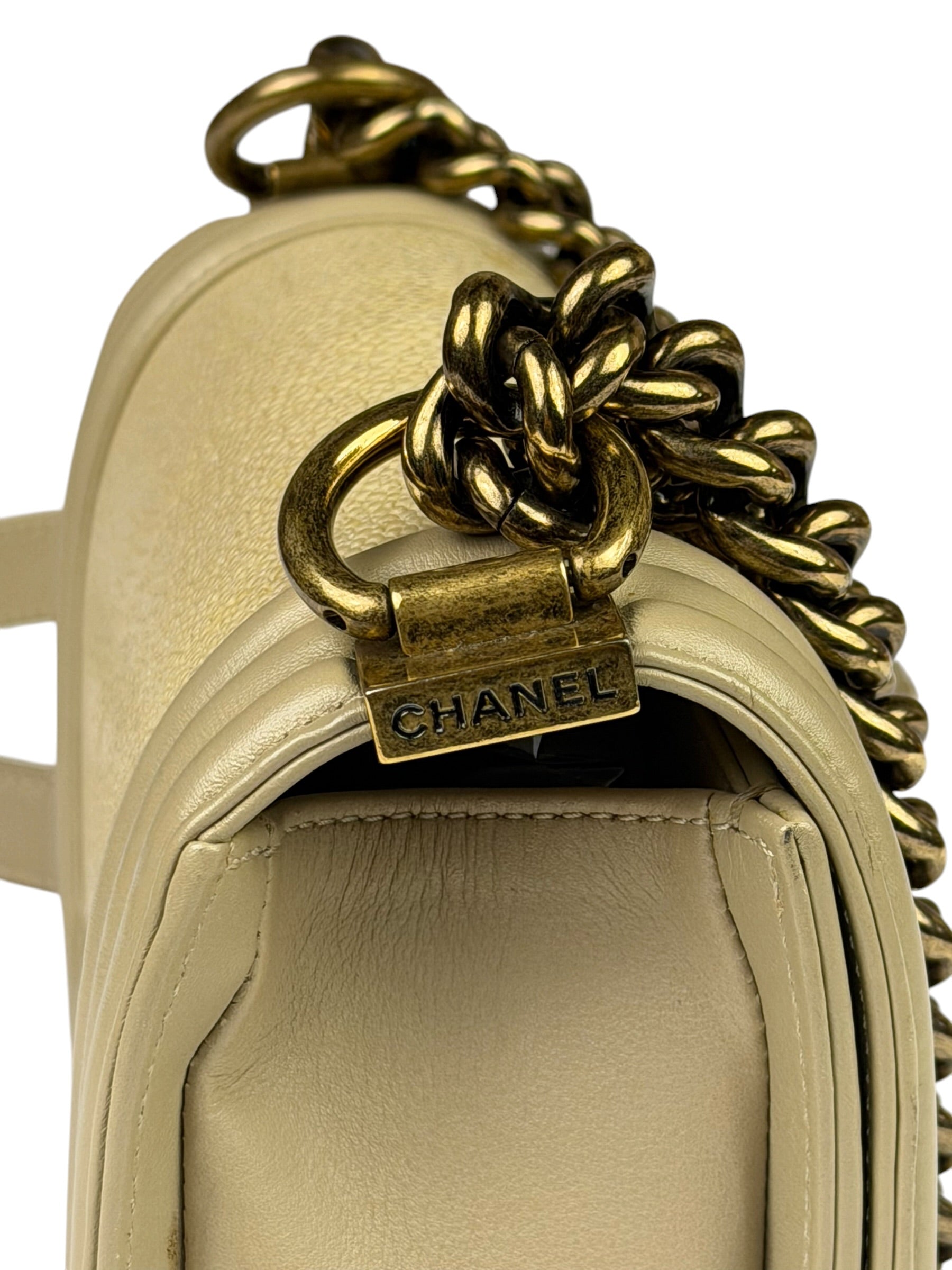 Chanel Beige Leather Boy Stingray Flap Bag 2013
