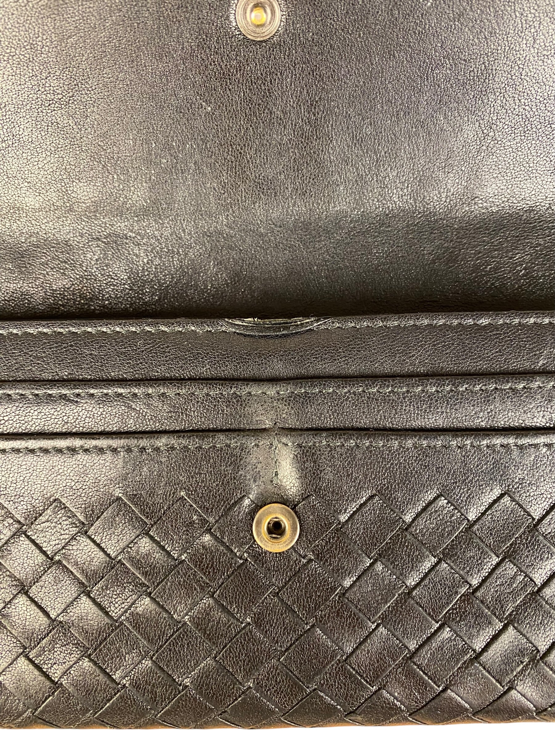 Bottega Veneta Woven Long Wallet Black