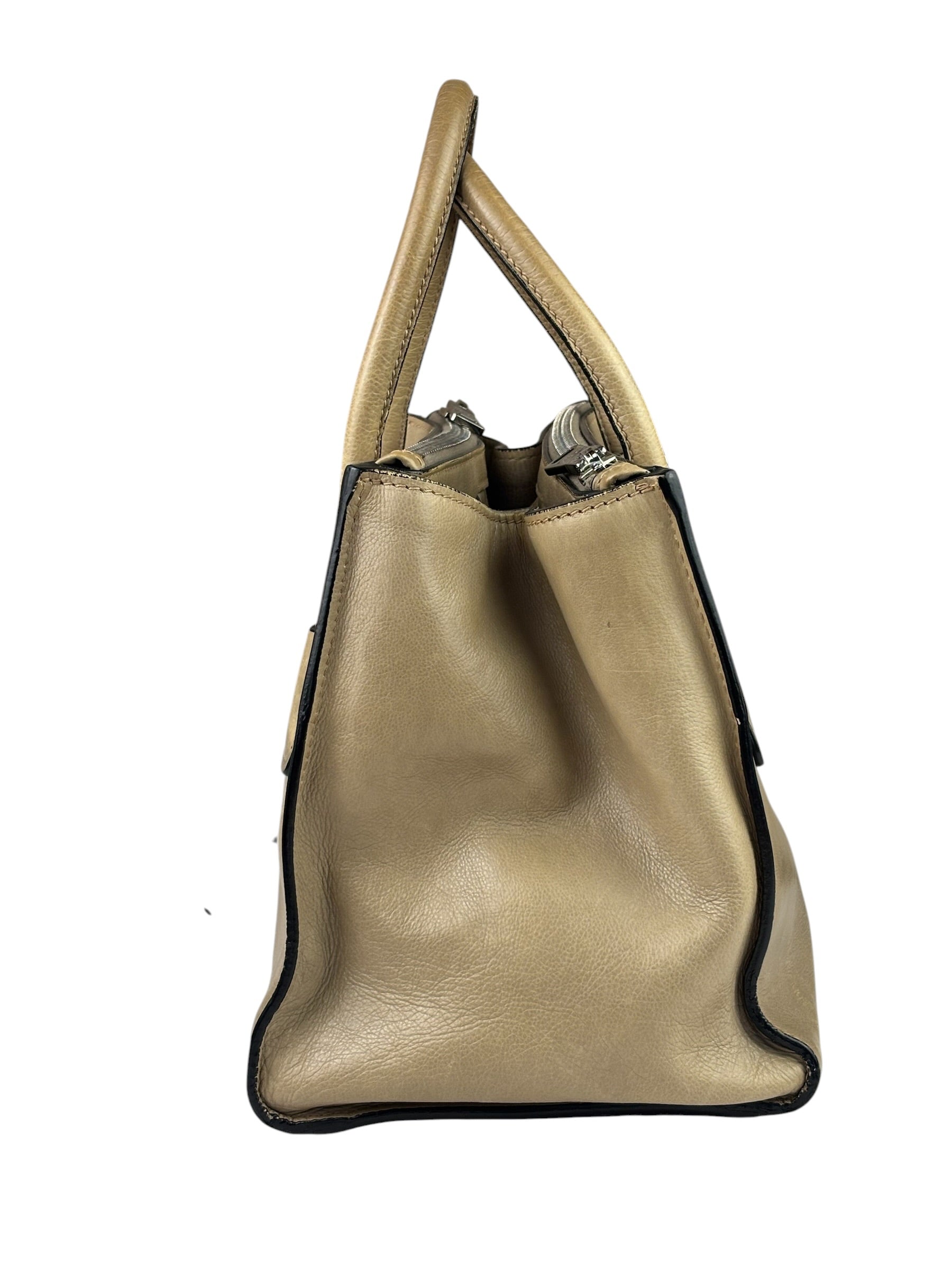 Prada Beige Glace Calf Twin Tote
