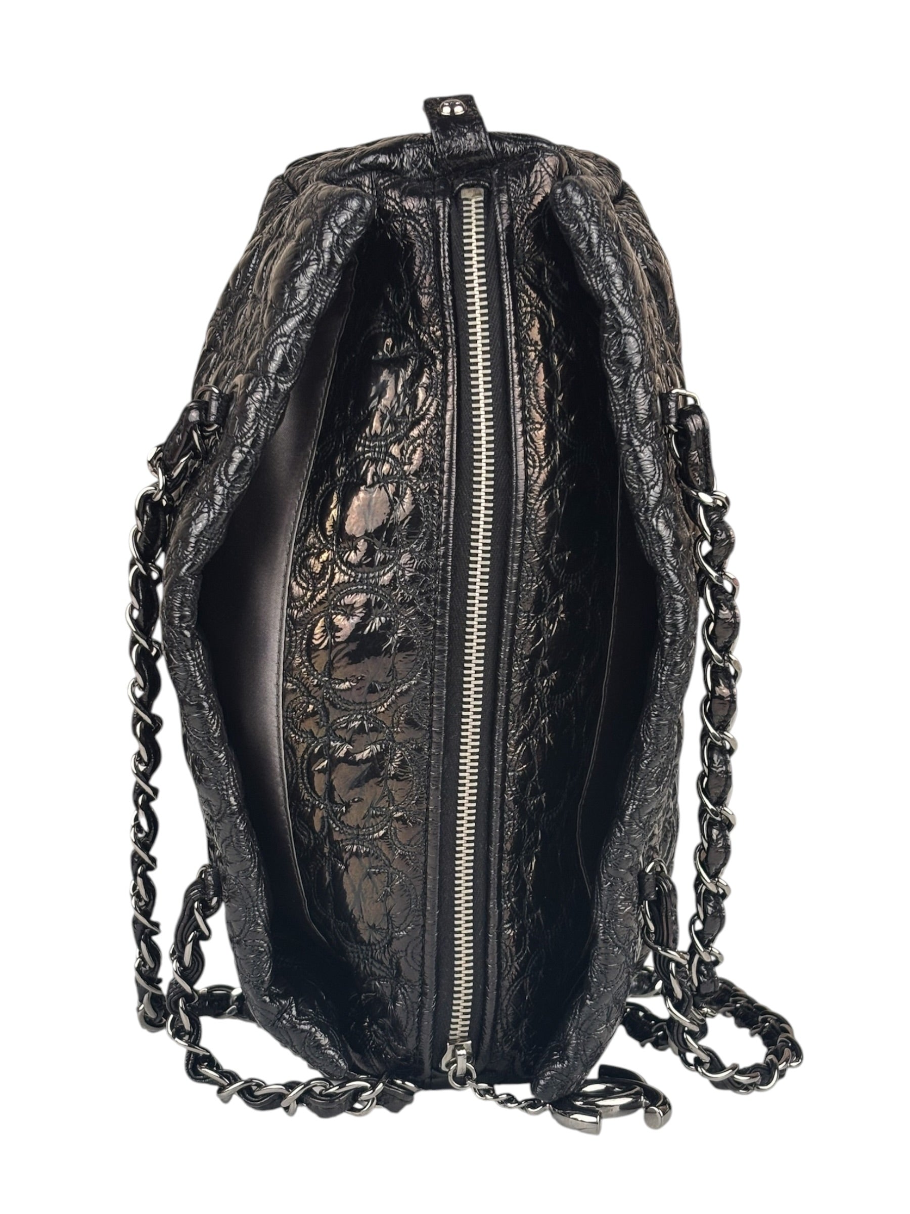 Chanel Black Leather Rock In Moscow Patent Chain Tote Bag 2008