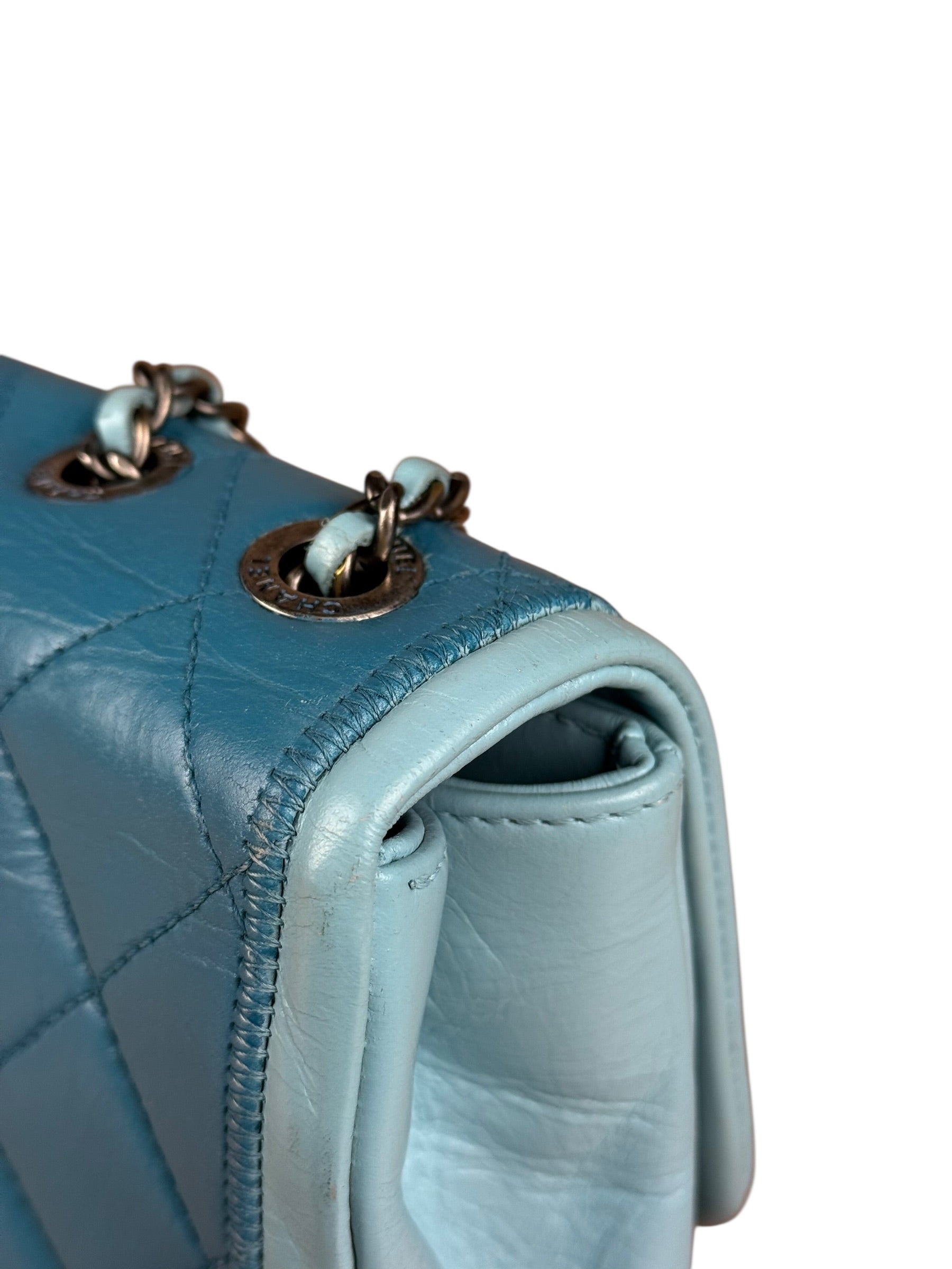 Chanel CC Two-Toned Blue Leather Flap Bag 2014