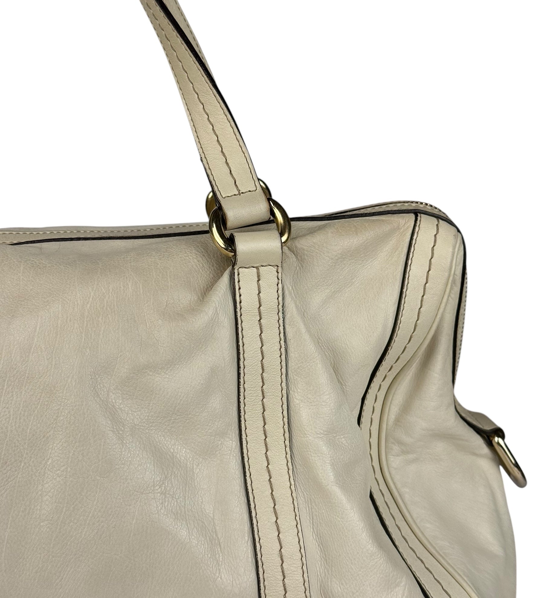 Gucci Ivory Leather Vintage Duchessa Boston Handbag