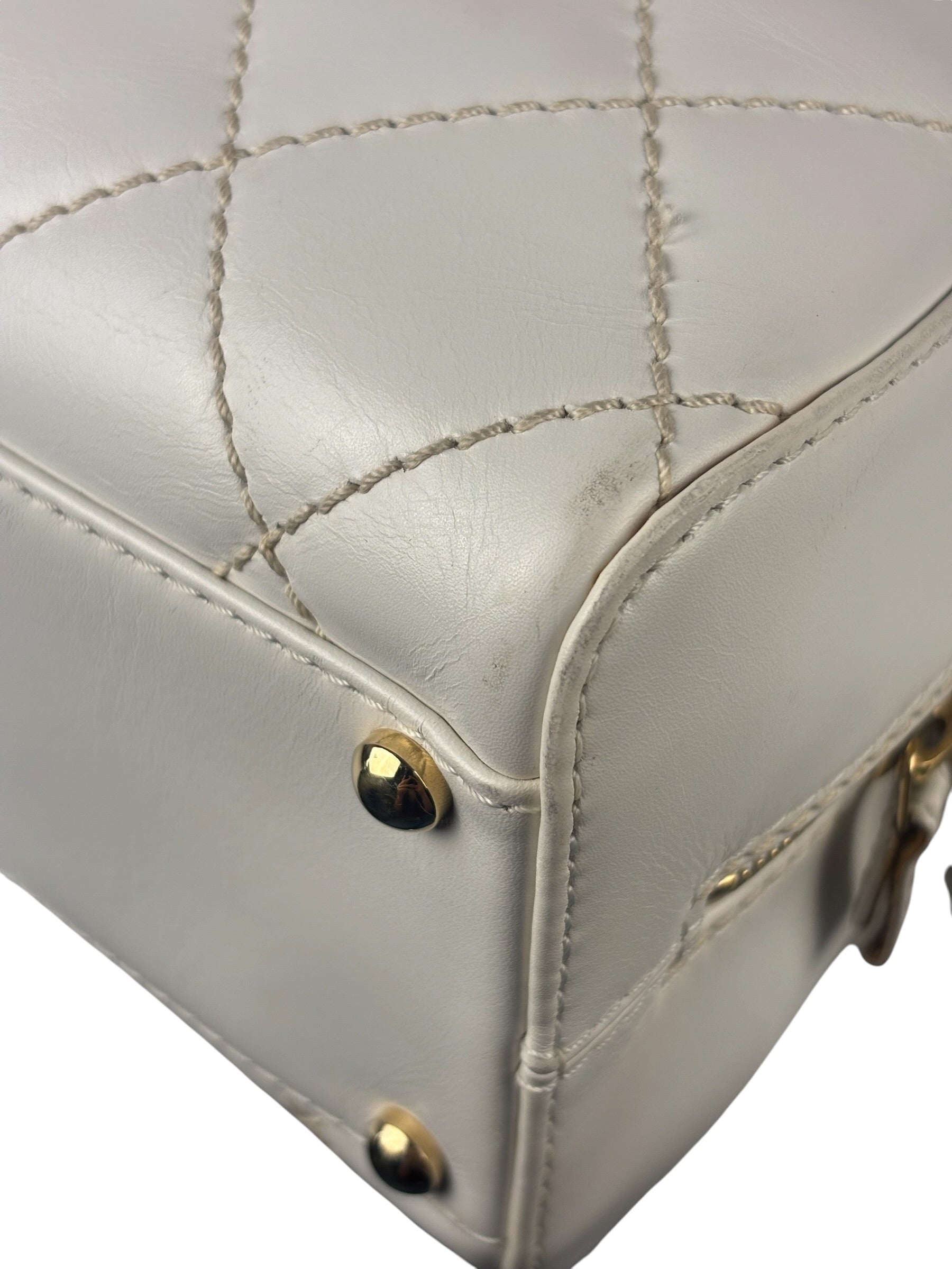 Chanel White CC Lambskin Wild Stitch Handbag 2003