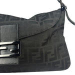 Fendi Black Leather Trim Zucca Mamma Baguette