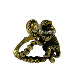 Gucci Faux Pearl Monkey Ring