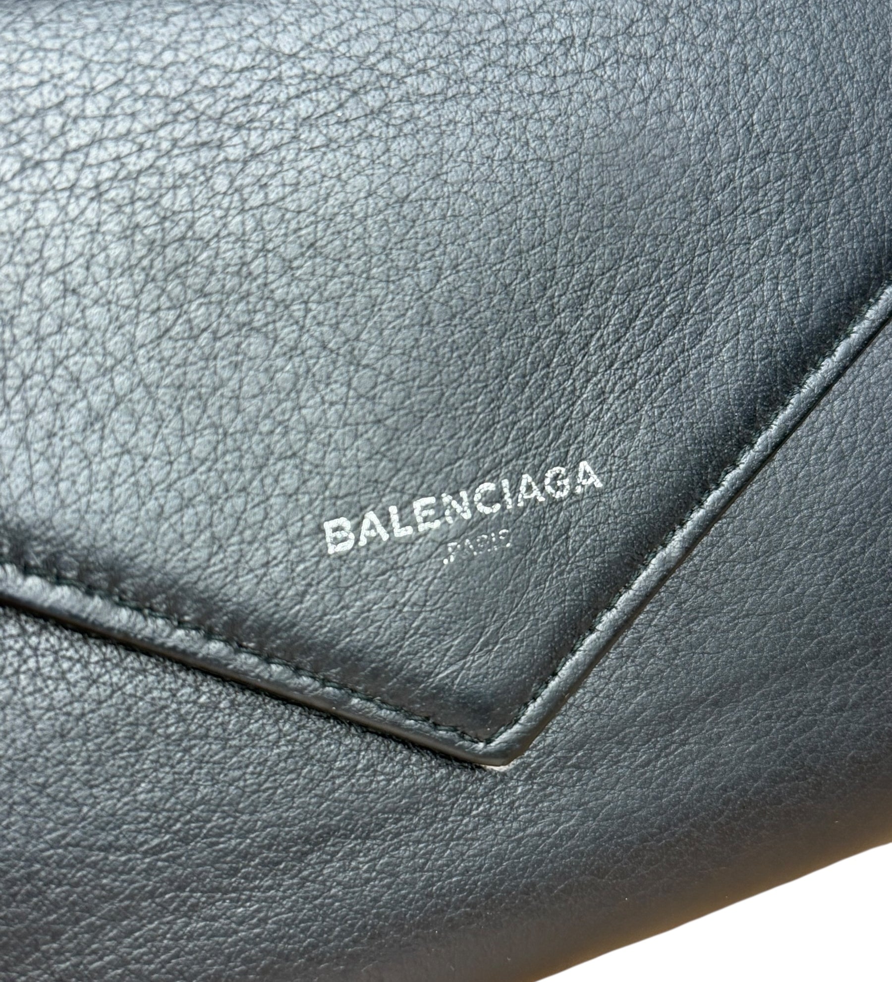 Balenciaga Black Leather Envelope Clutch Bag