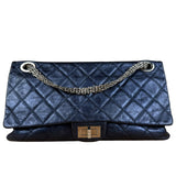 Chanel Blue Metallic Aged Quilted 2.55 Double Flap Bag 2008