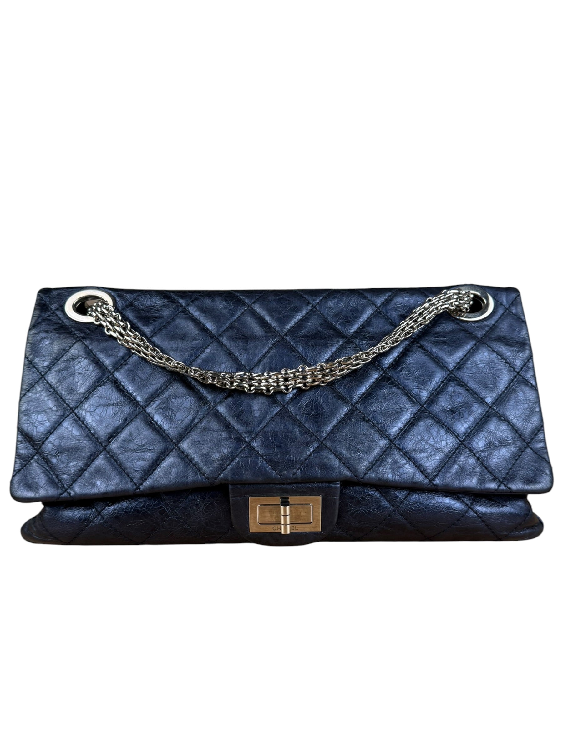 Chanel Blue Metallic Aged Quilted 2.55 Double Flap Bag 2008