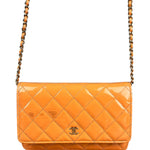 Chanel Orange Patent Leather Flap Wallet on Chain Bag