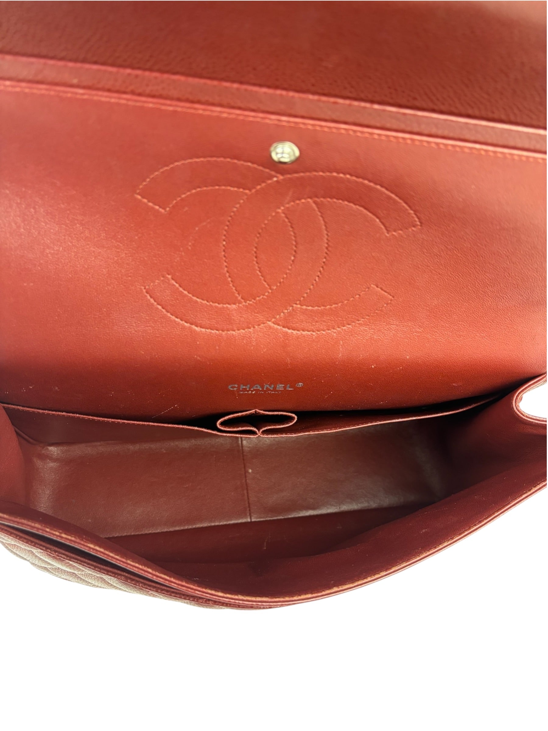 Chanel Burgundy Quilted Leather Jumbo Classic Double Flap Bag 2011