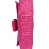 Fendi Pink Leather Logo Embossed Baguette