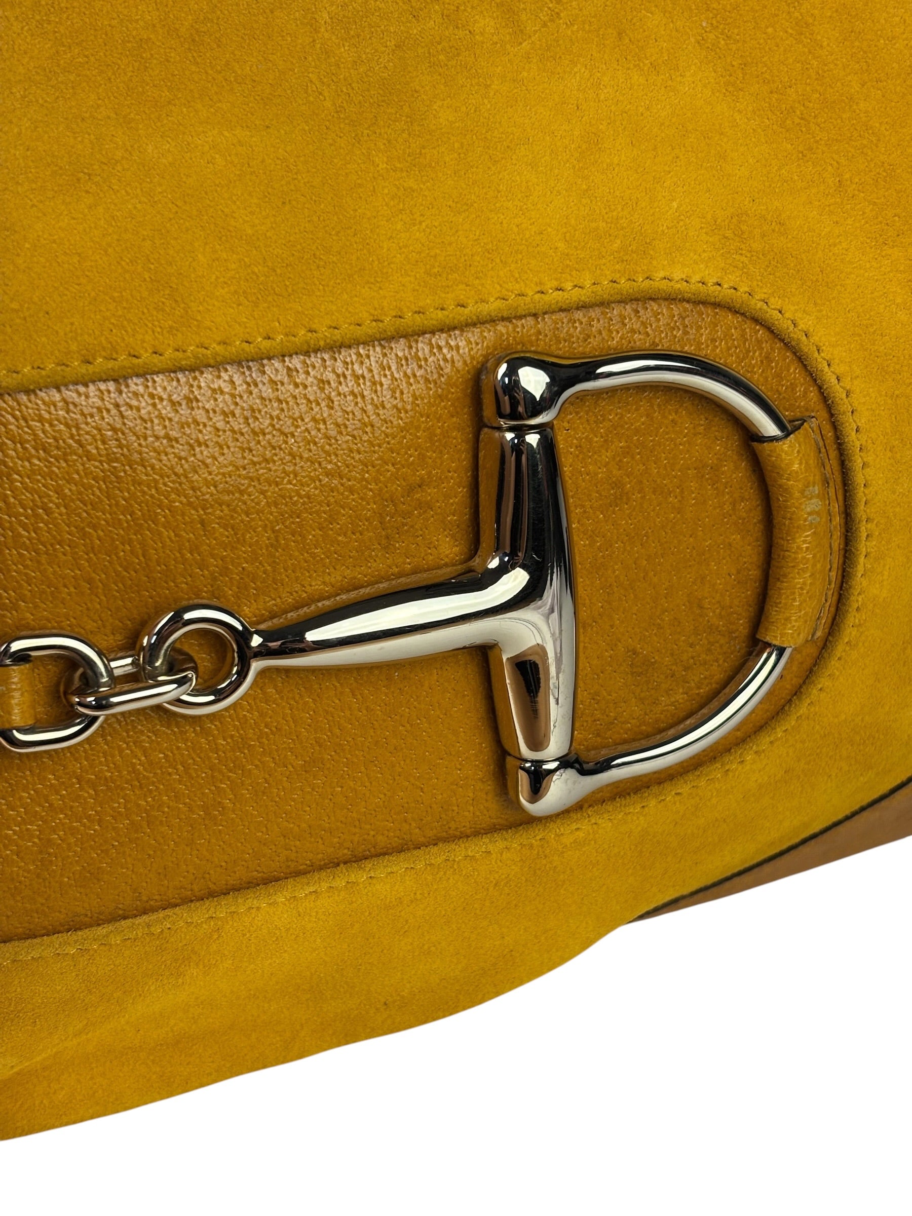 Gucci Mustard Yellow Suede/Leather Trim Hasler Horsebit Hobo Bag