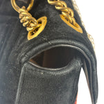 Gucci Black Velvet Marmont Floral Embroidered Shoulder Bag