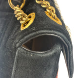 Gucci Black Velvet Marmont Floral Embroidered Shoulder Bag