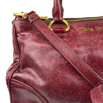 Miu Miu Amaranth Vitello Shine Leather Double Zip 2Way Handbag