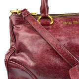 Miu Miu Amaranth Vitello Shine Leather Double Zip 2Way Handbag