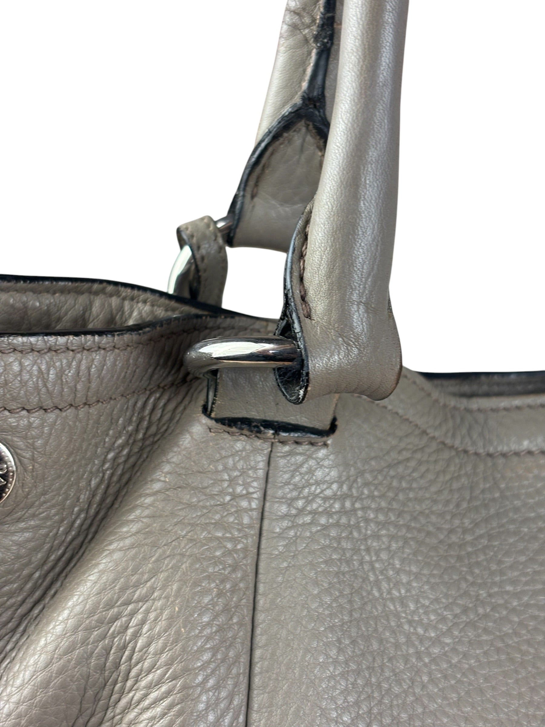 Prada Grey Vitello Daino Leather 2Way Handbag