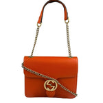 Gucci Orange Leather Small Dollar Interlocking G Shoulder Bag