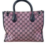 Gucci Bicolor Leather Trim GG Canvas Two-Way Tote Bag
