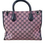 Gucci Bicolor Leather Trim GG Canvas Two-Way Tote Bag