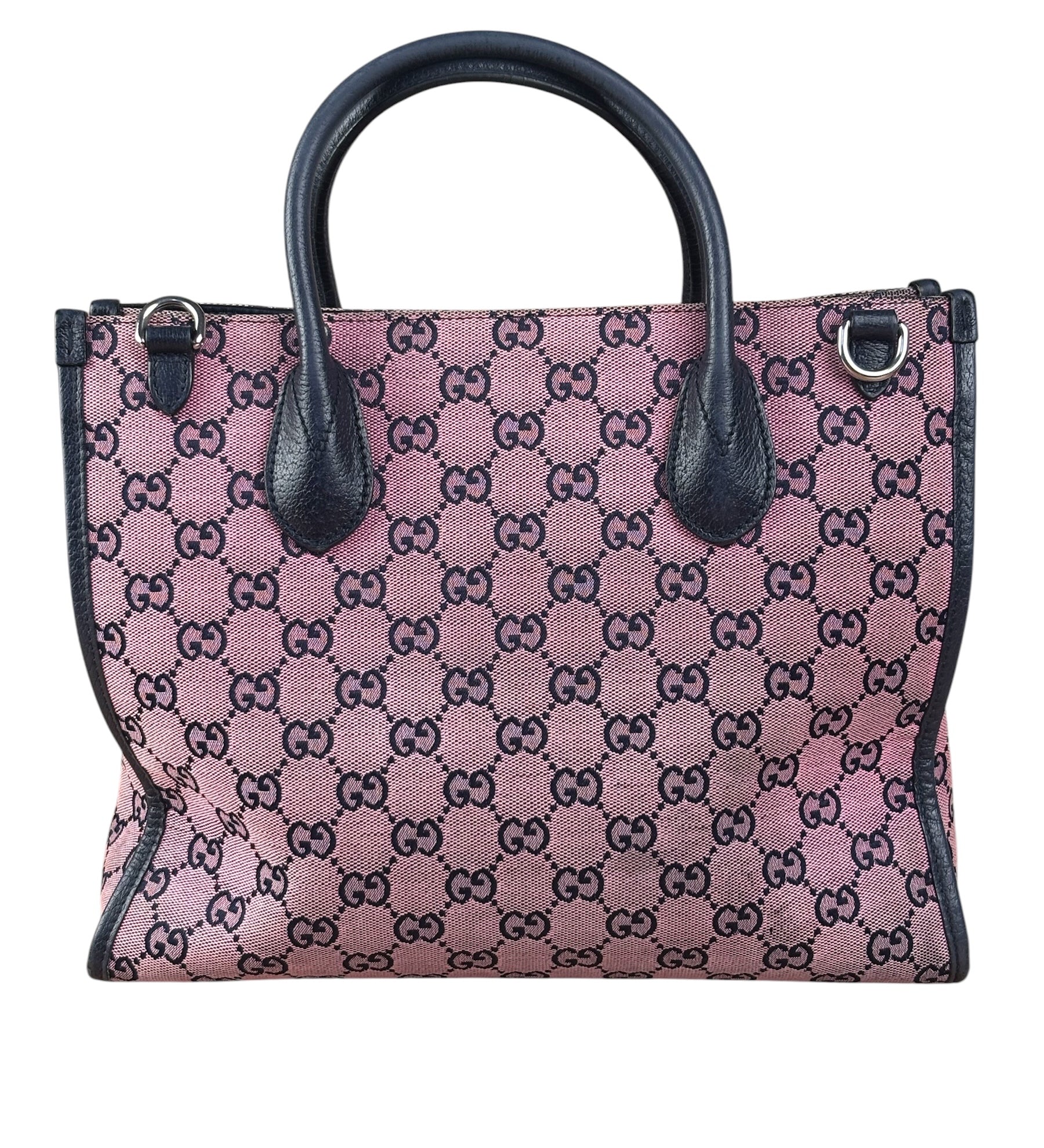 Gucci Bicolor Leather Trim GG Canvas Two-Way Tote Bag