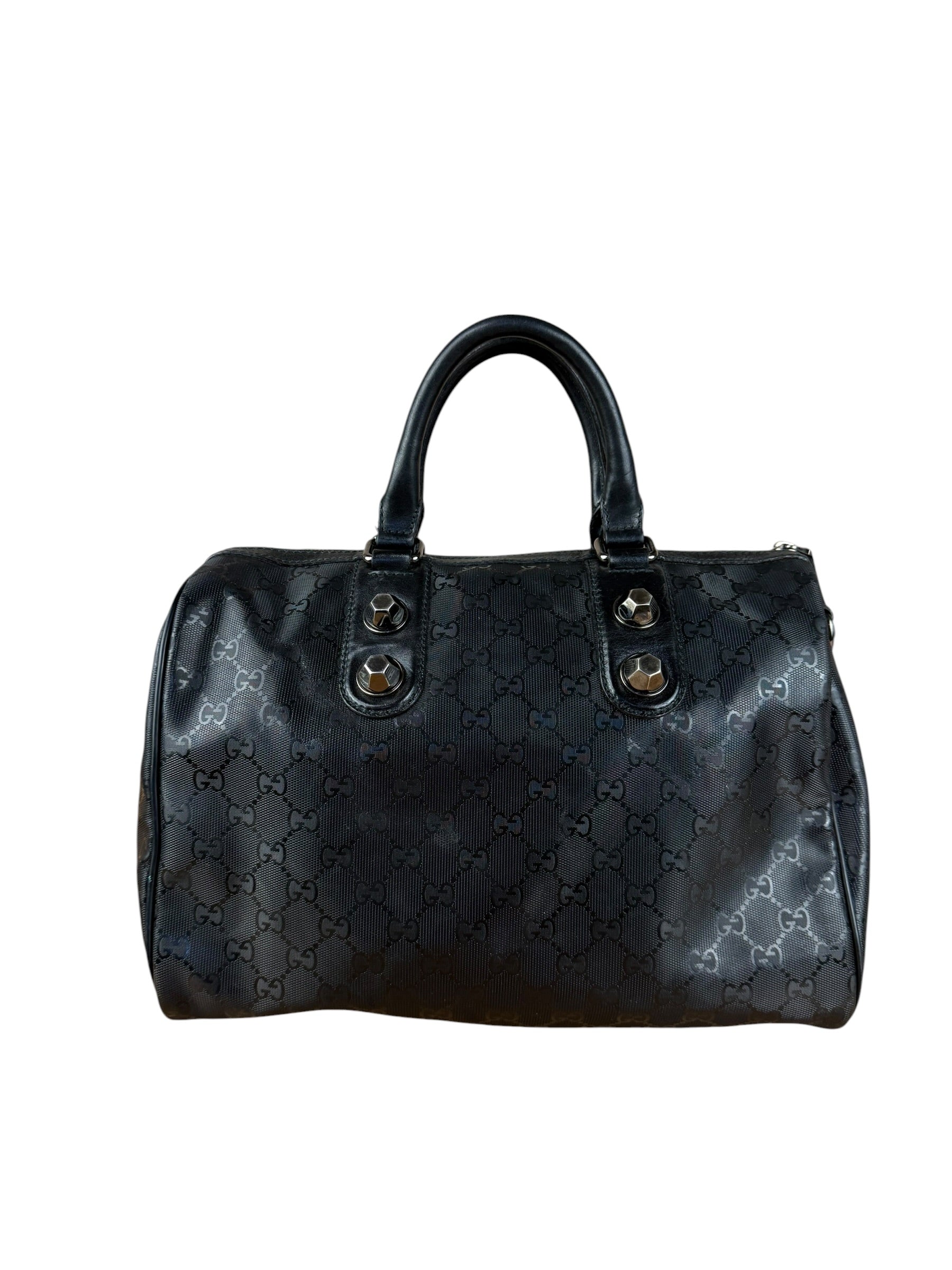 Gucci GG Black Leather Joy Boston Imprime Hand Bag