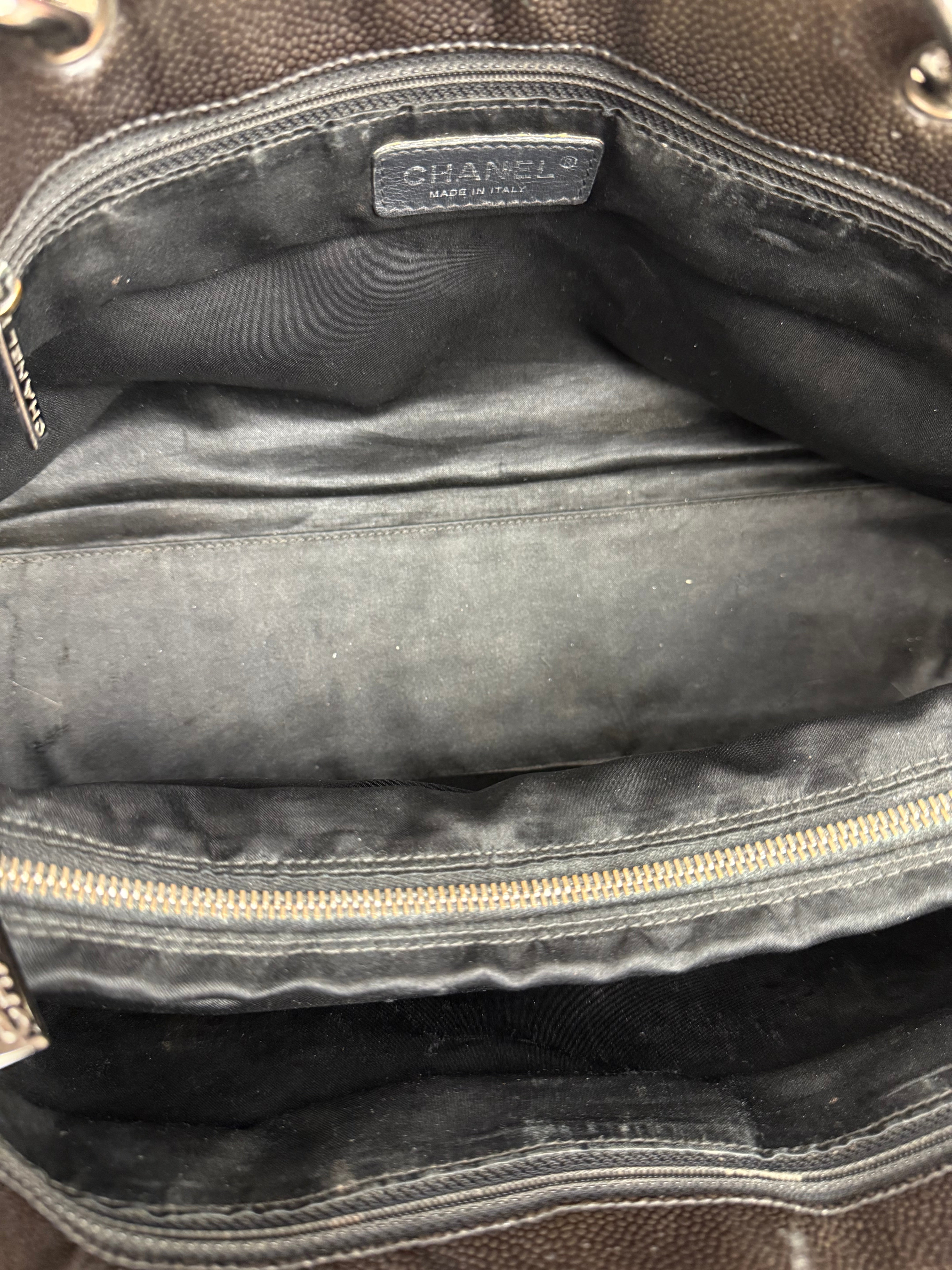 Chanel Black/Grey Textured Patent 2.55 Reissue Chain Tote