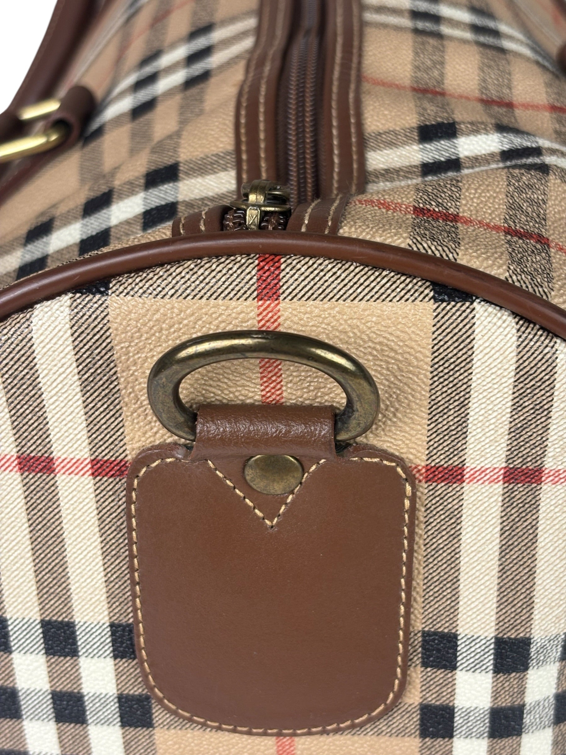Burberry Beige/Brown Leather House Check Boston Bag