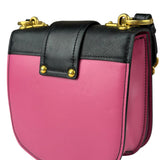 Prada Pink/Black Saffiano Leather Trim Small Cahier Crossbody Bag