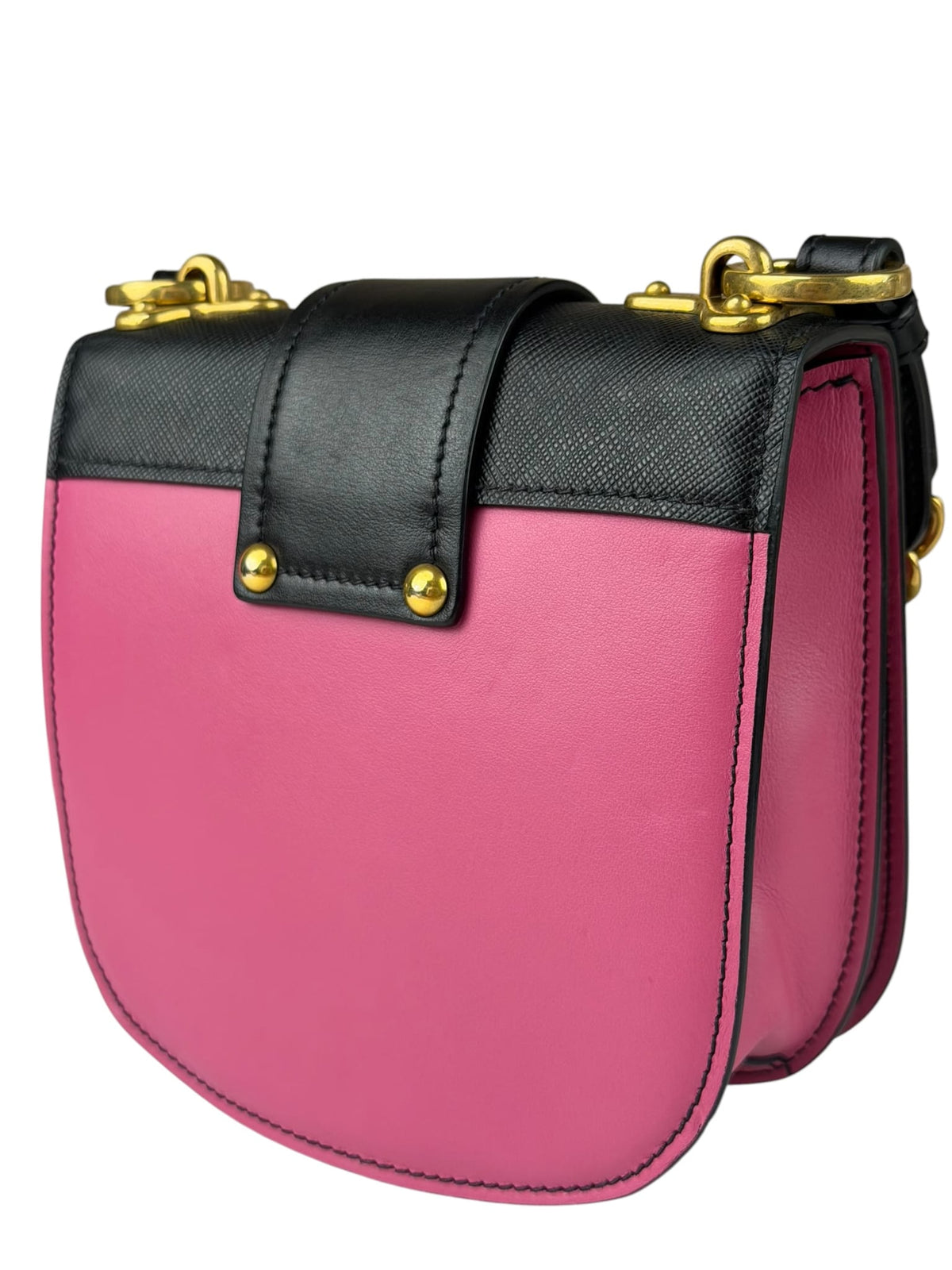 Prada Pink/Black Saffiano Leather Trim Small Cahier Crossbody Bag