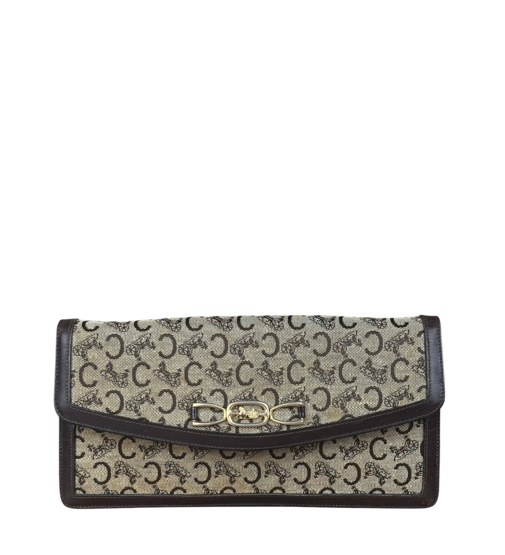 Celine Leather Trim C Sulky Shoulder Bag No Strap