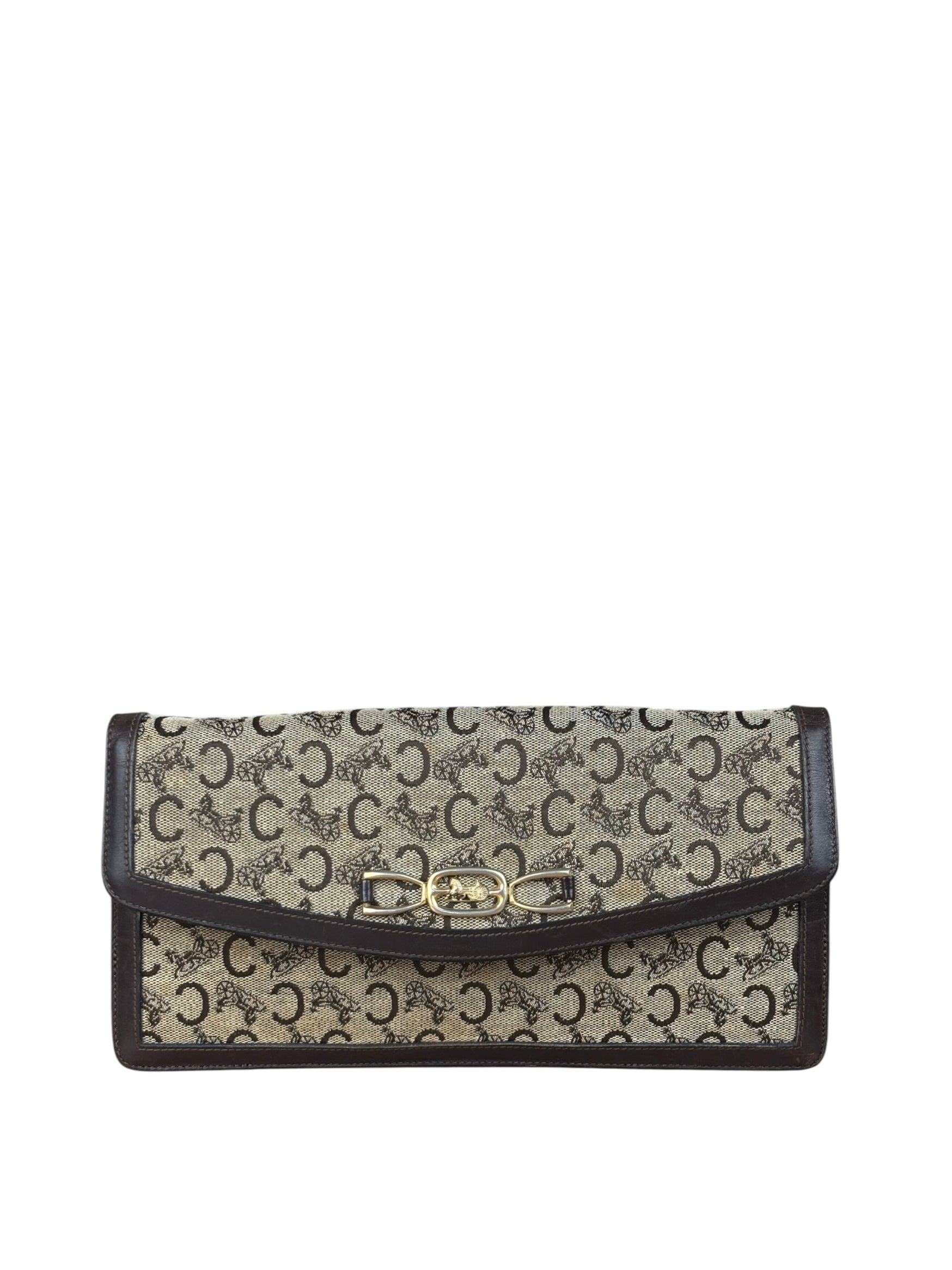 Celine Leather Trim C Sulky Shoulder Bag No Strap