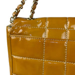 Chanel Gold Patent East West Stitch Flap Bag 2002