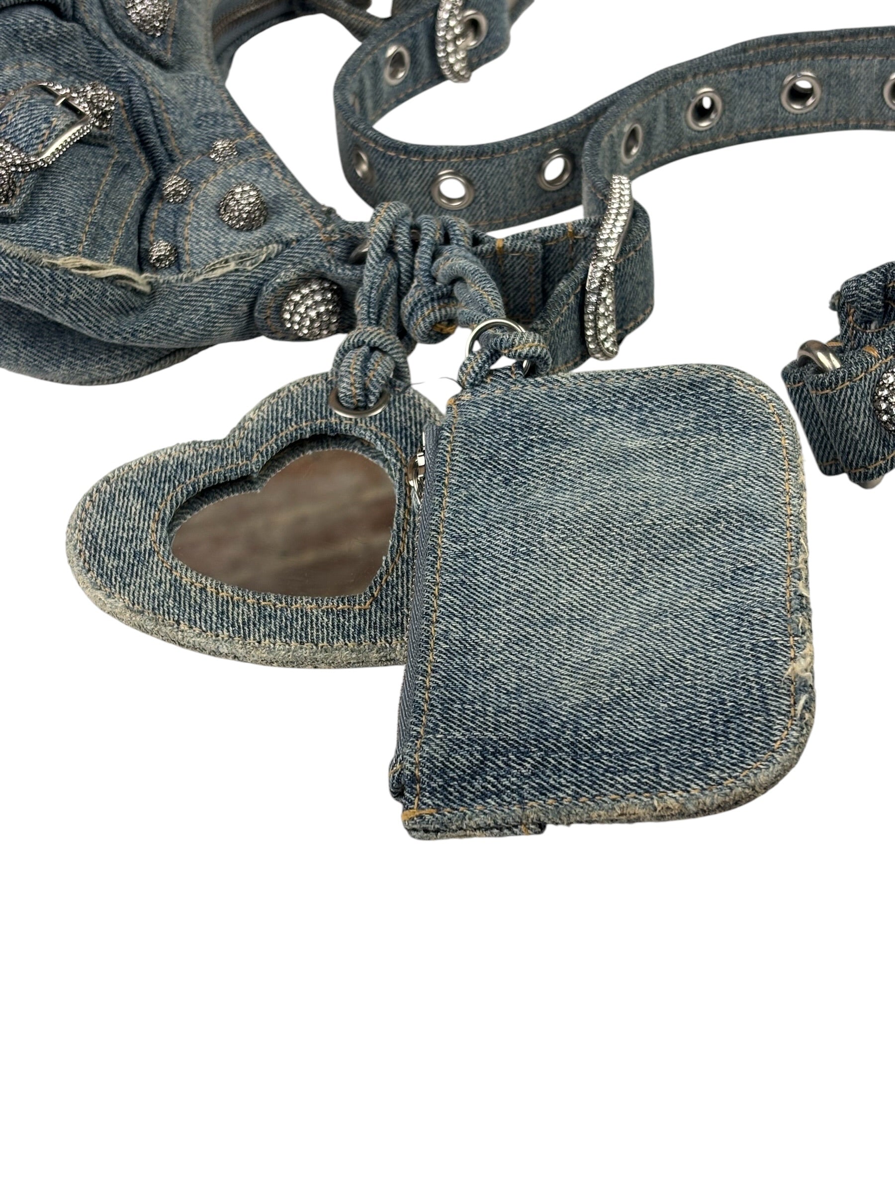 Balenciaga Denim Le Cagole Rhinestones Crossbody Bag