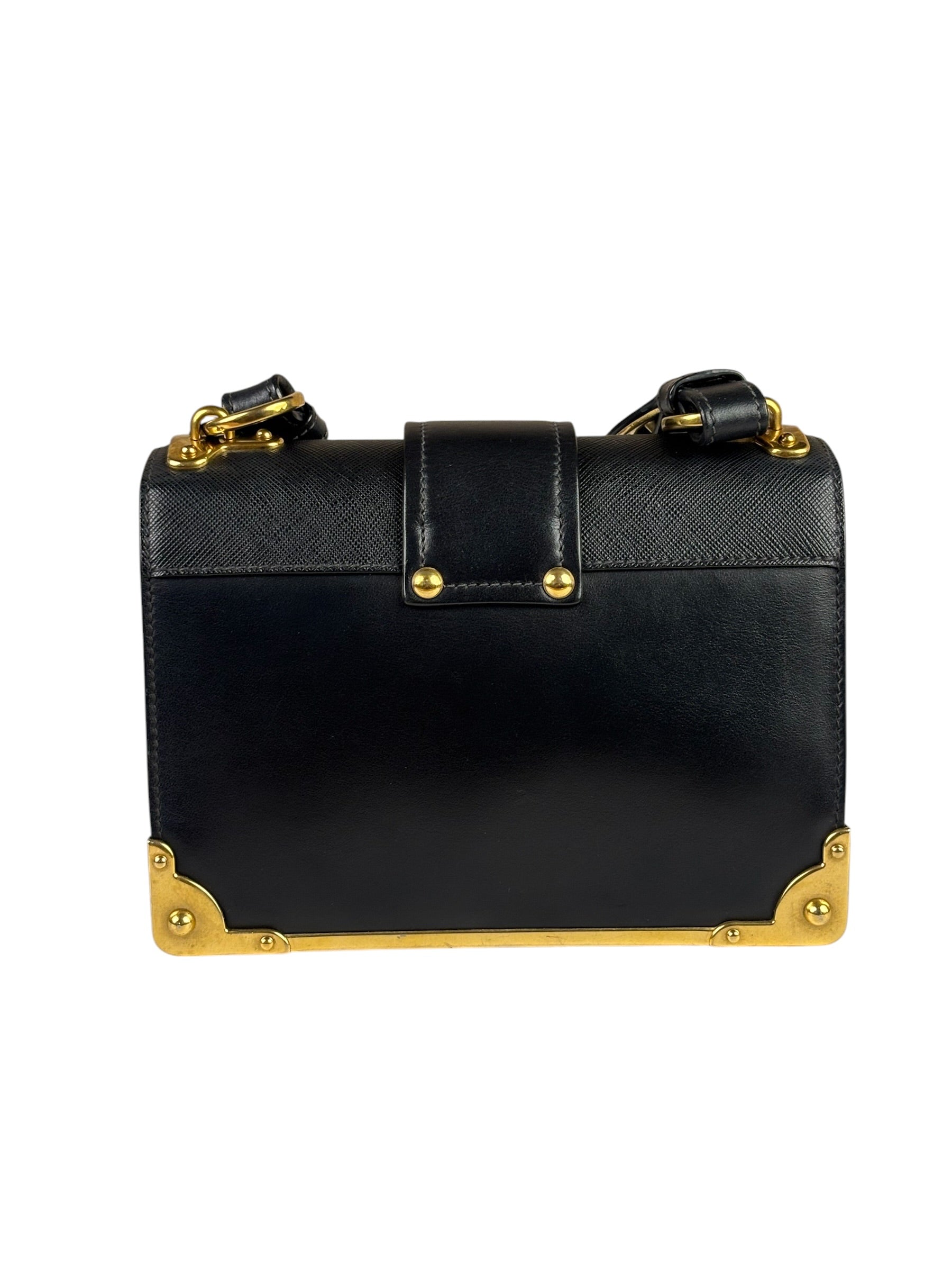 Prada Black Saffiano Leather Cahier Shoulder Bag