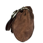 Yves Saint Laurent Brown Suede/Leather Trim Naja Rose Petal Hobo Bag